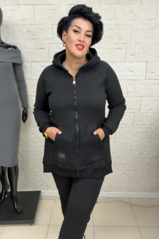 Bluza z rozcięciami na zamek TI 1010 Czarna