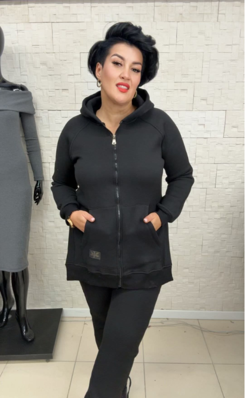 Bluza z rozcięciami na zamek TI 1010 Czarna