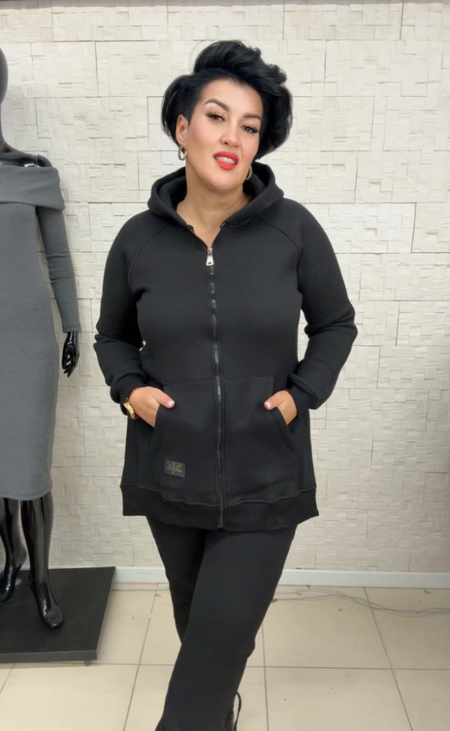 Bluza z rozcięciami na zamek TI 1010 Czarna