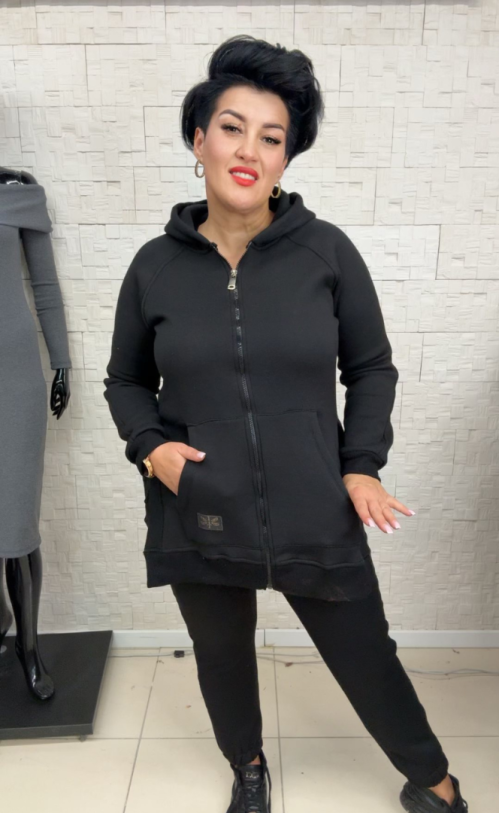 Bluza z rozcięciami na zamek TI 1010 Czarna