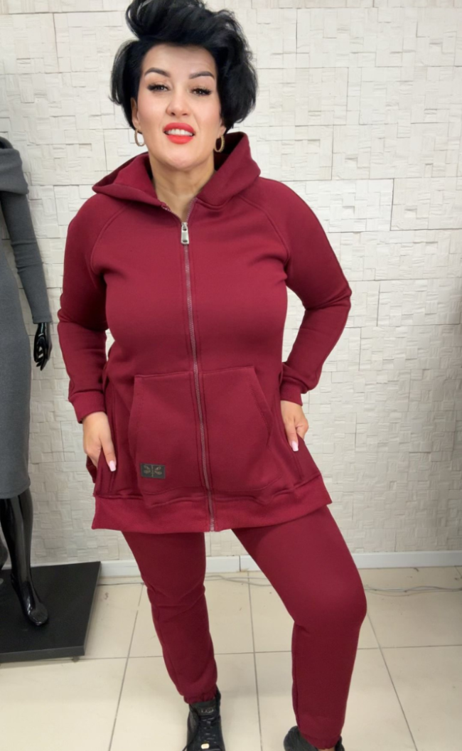 Bluza z rozcięciami na zamek TI 1010 Bordo