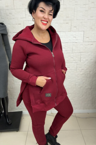 Bluza z rozcięciami na zamek TI 1010 Bordo