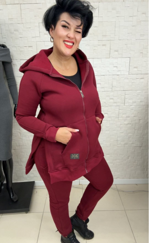 Bluza z rozcięciami na zamek TI 1010 Bordo