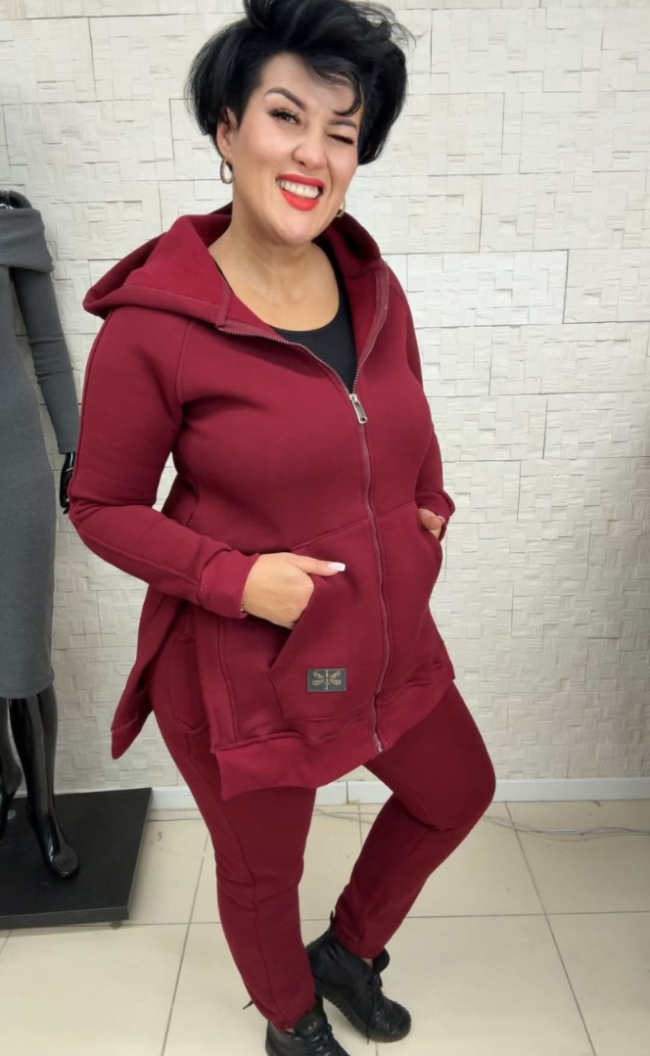 Bluza z rozcięciami na zamek TI 1010 Bordo