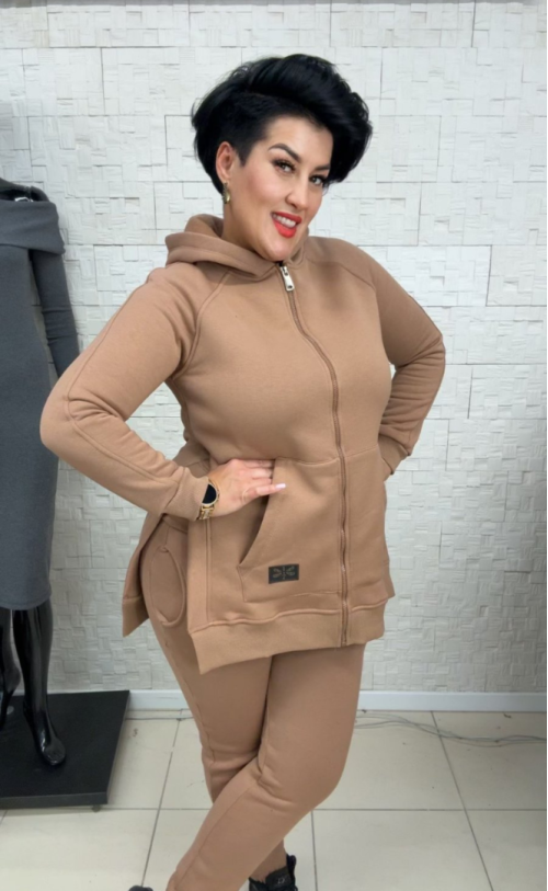 Bluza z rozcięciami na zamek TI 1010 Camel