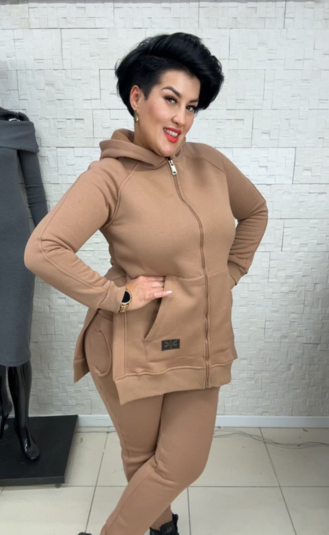 Bluza z rozcięciami na zamek TI 1010 Camel