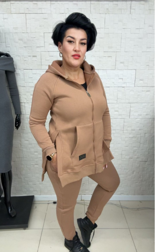 Bluza z rozcięciami na zamek TI 1010 Camel