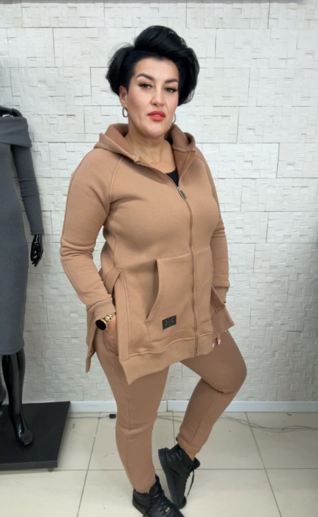 Bluza z rozcięciami na zamek TI 1010 Camel