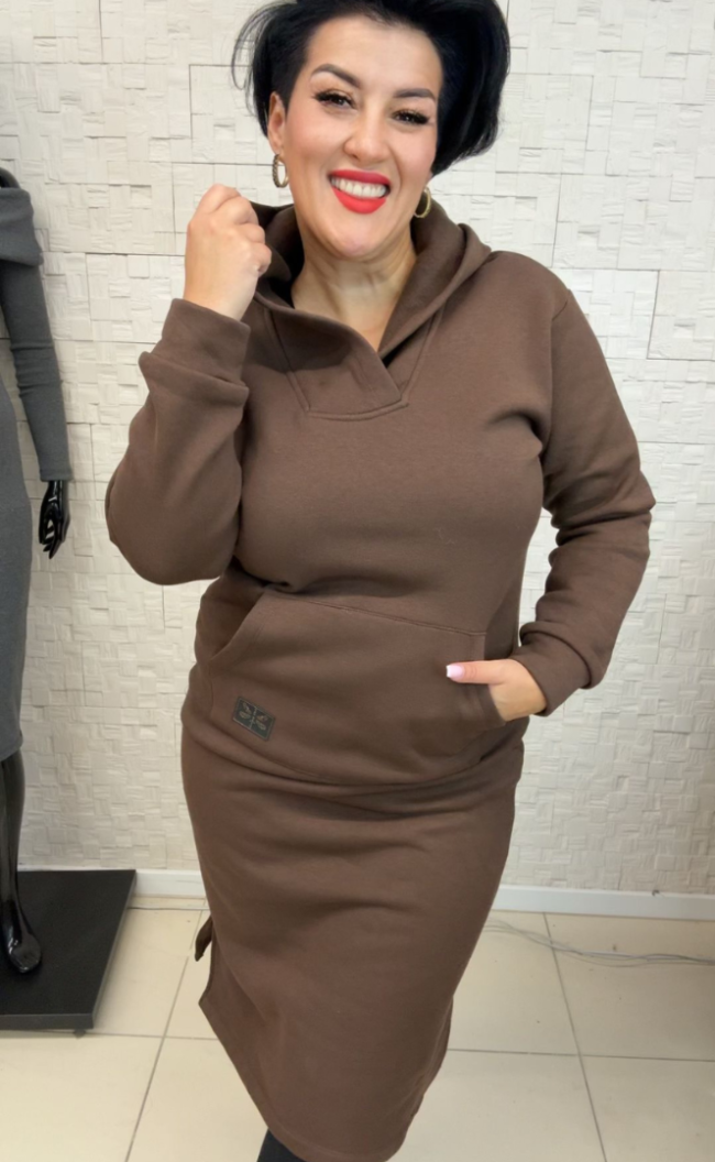 Sukienka ocieplana 1012 Czekolada