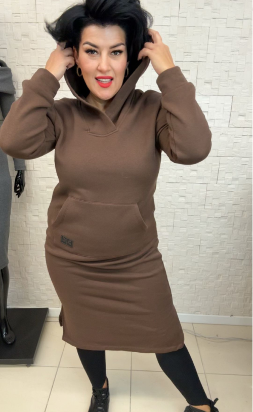 Sukienka ocieplana 1012 Czekolada