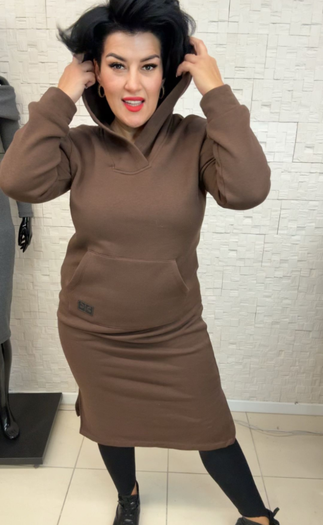 Sukienka ocieplana 1012 Czekolada