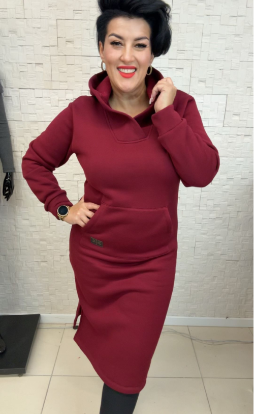 Sukienka ocieplana 1012 Bordo